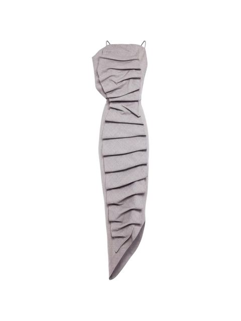 A.W.A.K.E. Mode draped-detail asymmetric midi dress - Grey - zdjęcie produktu nr 1