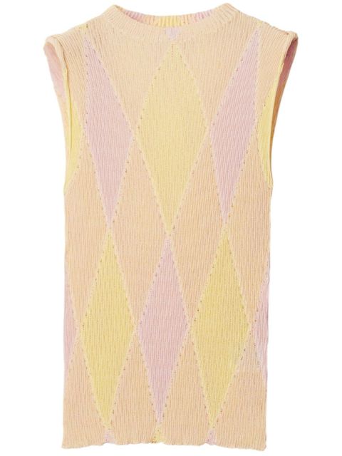 Burberry crew-neck argyle intarsia-knit top - Yellow