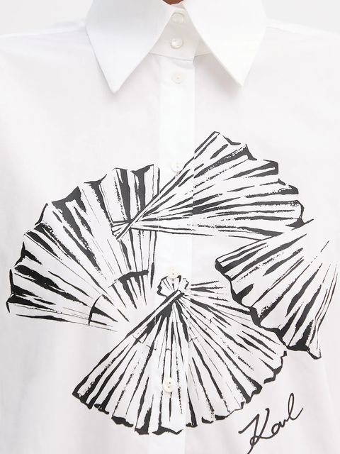 Karl Lagerfeld koszula bawełniana damska kolor biały relaxed z kołnierzykiem klasycznym B1W11002