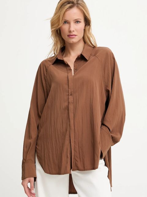 Answear.LAB koszula damska kolor brązowy relaxed z kołnierzykiem klasycznym