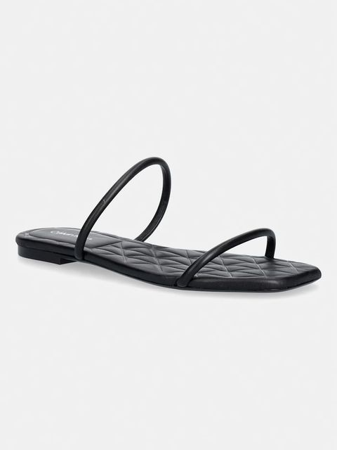 Calvin Klein klapki damskie skórzane SQUARE FLAT SNDL QUILT LTH - zdjęcie produktu nr 1