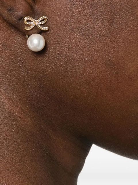 Self-Portrait pearl bow earrings - Gold