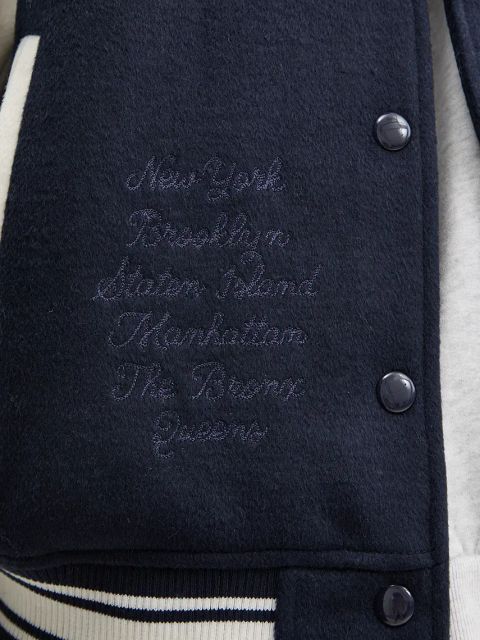 Tommy Jeans kurtka bomber z domieszką wełny kolor granatowy przejściowa DW0DW18845