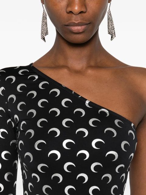 Marine Serre moon-printed asymmetric top - Black