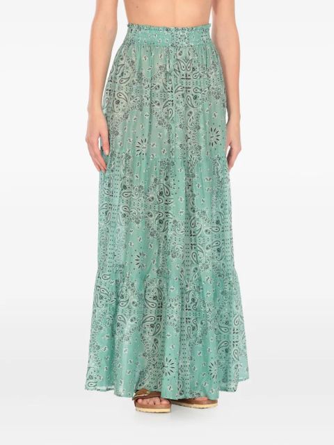 MC2 Saint Barth Cheyenne elastic-waist bandana-print maxi skirt - Blue