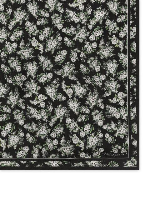 Dolce & Gabbana 50x50 small flower bouquet-print silk twill scarf - Black - zdjęcie produktu nr 2