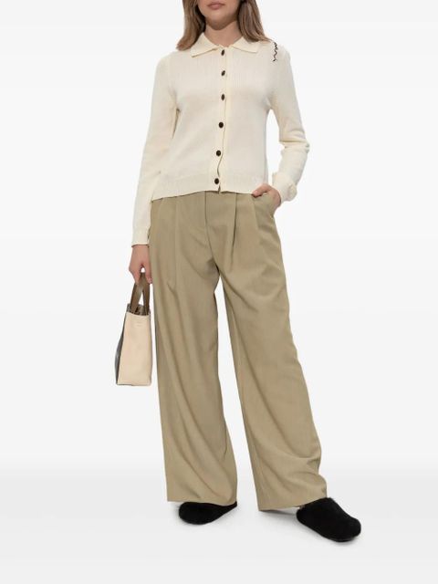 Marni logo-embroidered cardigan - Neutrals