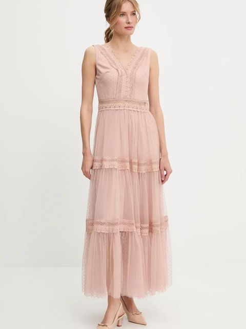Answear.LAB sukienka kolor różowy maxi rozkloszowana - zdjęcie produktu nr 2