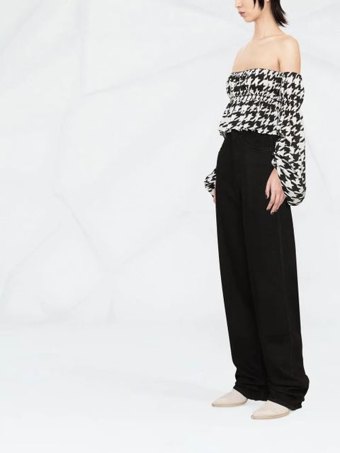 Balmain houndstooth off-shoulder blouse - Black