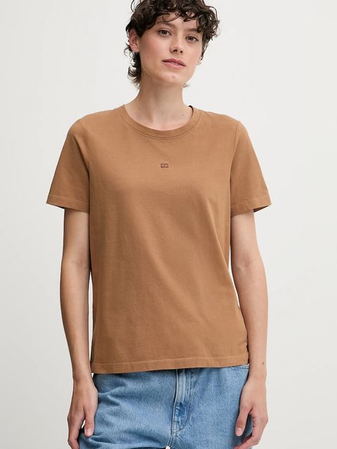 Tommy Hilfiger t-shirt bawełniany damski kolor brązowy WW0WW45626 - zdjęcie produktu nr 1