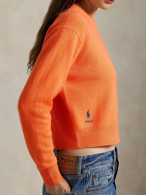 Polo Ralph Lauren sweter z wełną damski kolor pomarańczowy 211914515