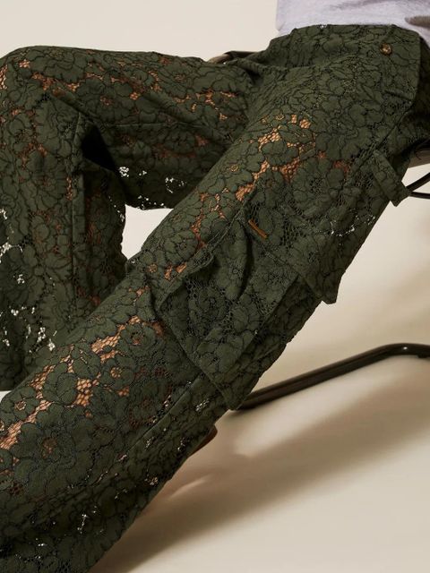 TWINSET floral-lace palazzo pants - Green