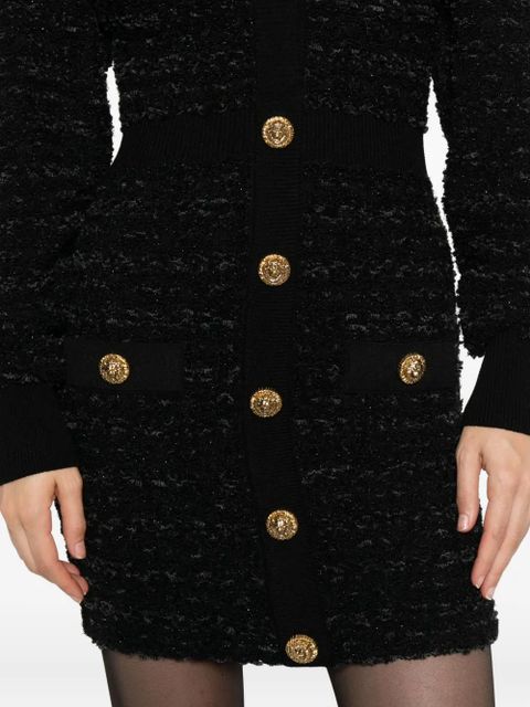 Balmain pockets button knit tweed dress - Black