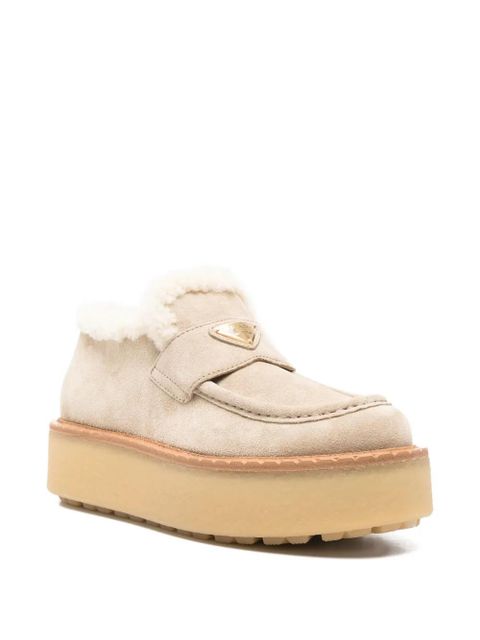 Prada shearling loafers - Neutrals - zdjęcie produktu nr 2