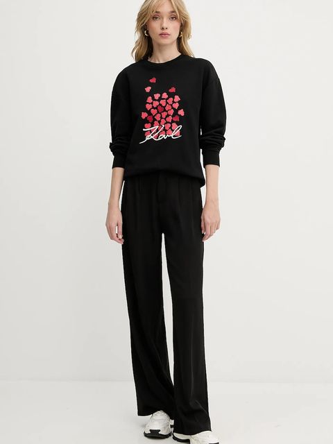 Karl Lagerfeld bluza bawełniana damska kolor czarny z nadrukiem A3W20006 - zdjęcie produktu nr 2