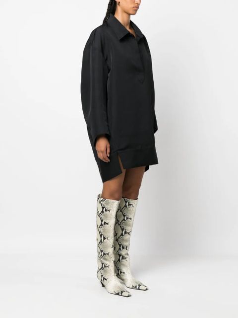 KHAITE The Kal faille mini shirtdress - Black