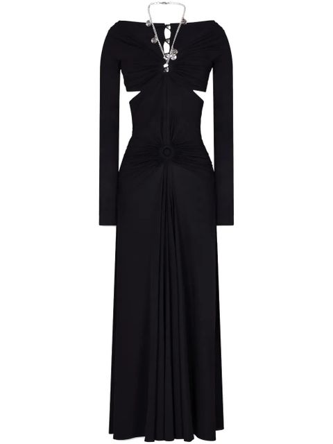 Rabanne chain-detail draped long dress - Black - zdjęcie produktu nr 1