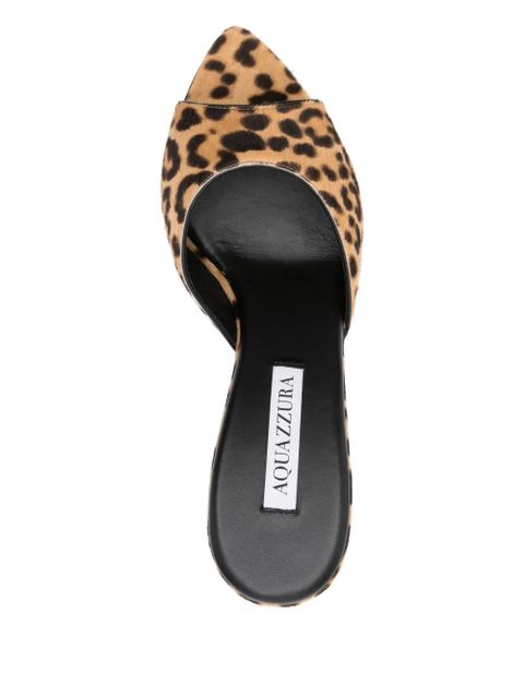 Aquazzura 95mm leopard-print heeled mules - Brown