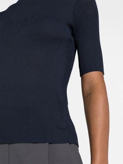 Tory Burch short-sleeve ribbed-knit top - Blue