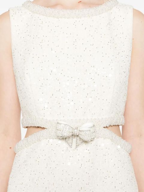 Self-Portrait bouclé mini dress - Neutrals