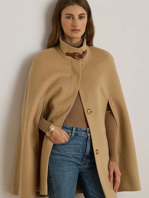 Lauren Ralph Lauren płaszcz z dodatkiem wełny kolor beżowy 297P04145