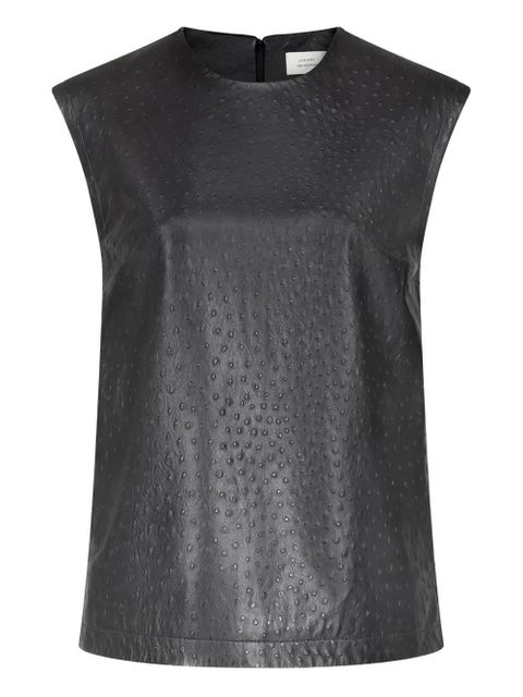 LouLou de Saison Fiza ostrich-effect leather top - Black - zdjęcie produktu nr 1