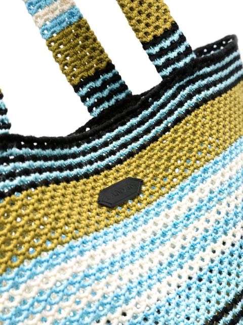 Lanvin striped crochet cotton tote bag - Blue - zdjęcie produktu nr 2