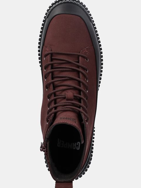 Camper botki nubukowe Pix damskie kolor bordowy na płaskim obcasie K400388-020 - zdjęcie produktu nr 2