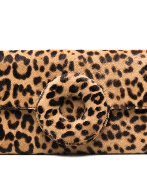 Aquazzura leopard-print ring-detail clutch - Brown