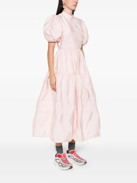 Cecilie Bahnsen puff-sleeve tiered midi dress - Pink