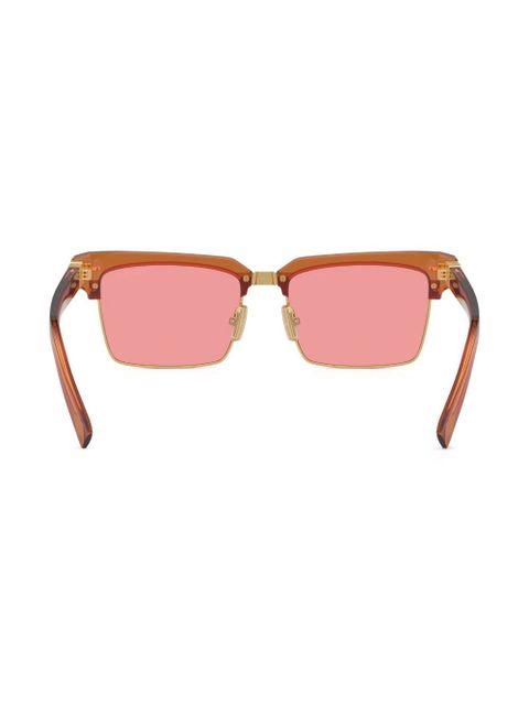 Miu Miu Eyewear logo-lettering square-frame sunglasses - Brown