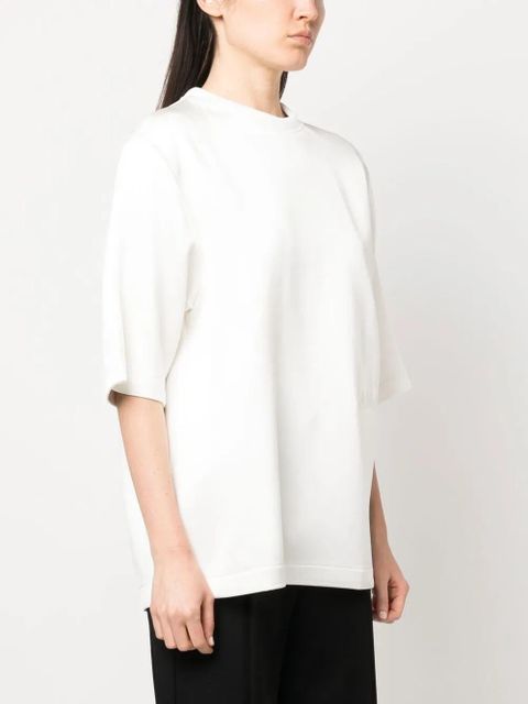 Lanvin embroidered-logo satin T-shirt - White