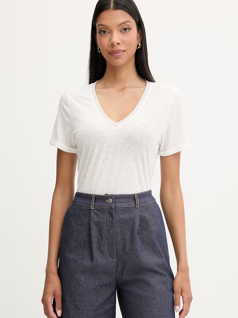 Morgan T-shirt damski z lnem DAMA - zdjęcie produktu nr 1