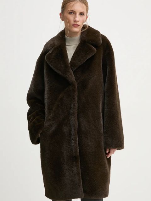 Stand Studio płaszcz Camille Cocoon Coat damski kolor brązowy przejściowy oversize 61137-9070