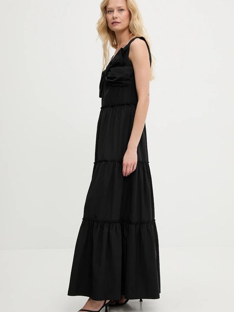 Answear.LAB sukienka kolor czarny maxi rozkloszowana