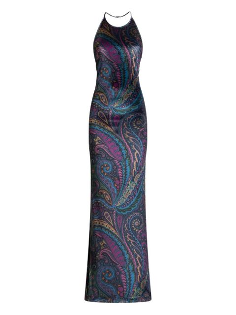 ETRO paisley-print halterneck maxi party dress - Blue - zdjęcie produktu nr 1