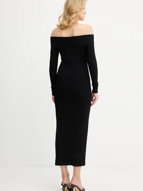 Armani Exchange sukienka kolor czarny midi dopasowana XW001313 AF10352