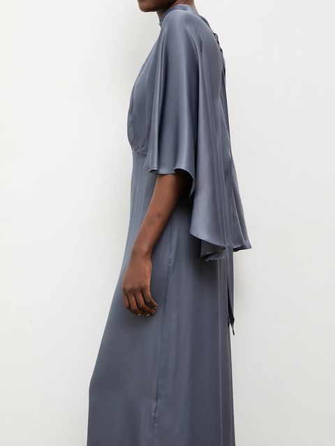 Answear.LAB sukienka kolor granatowy maxi rozkloszowana