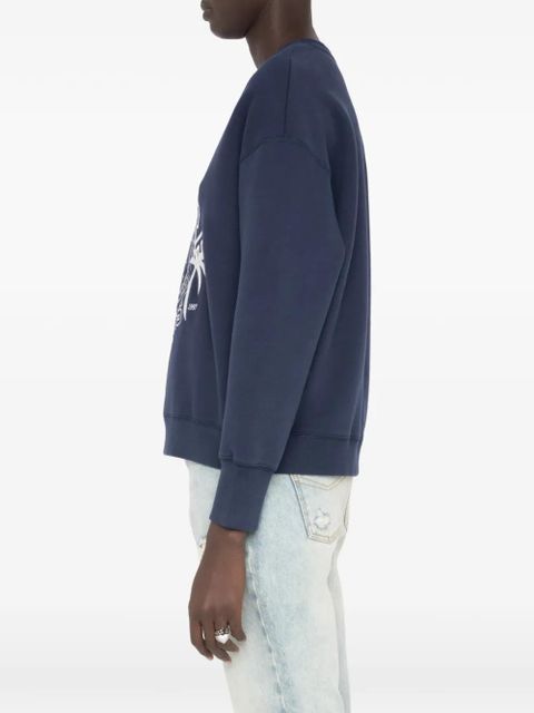 Zadig&Voltaire graphic-embroidery T-neck sweatshirt - Blue