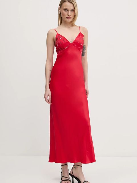 Never Fully Dressed sukienka Gem Rhea kolor czerwony maxi prosta NFDDR1852 - zdjęcie produktu nr 1