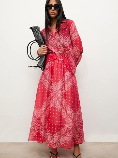 Answear.LAB koszula i spódnica damski kolor czerwony - zdjęcie produktu nr 1