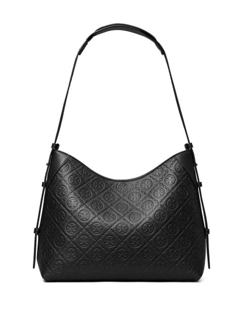 Tory Burch T Monogram pebble-leather shoulder bag - Black - zdjęcie produktu nr 2