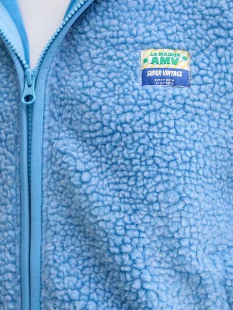 American Vintage bluza damska kolor niebieski z kapturem gładka HOK16E