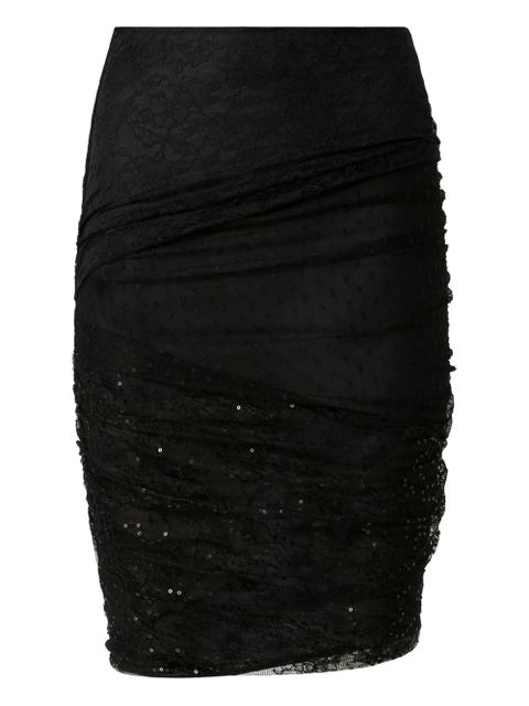 PINKO sequin-embellished lace fitted skirt - Black - zdjęcie produktu nr 2