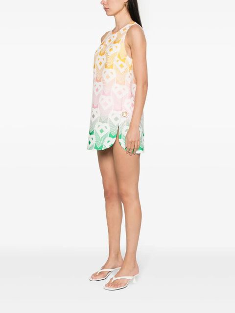 Casablanca monogram-jacquard gradient mini dress - White
