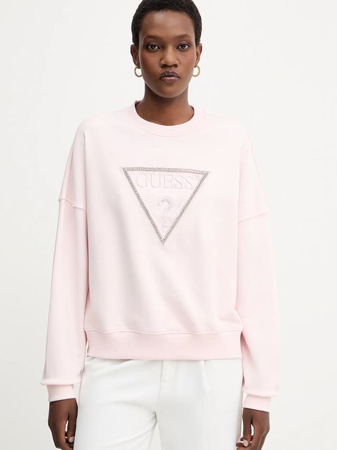 Guess bluza bawełniana RACHELE damska kolor różowy z aplikacją W5YQ04 KC8I0 - zdjęcie produktu nr 1
