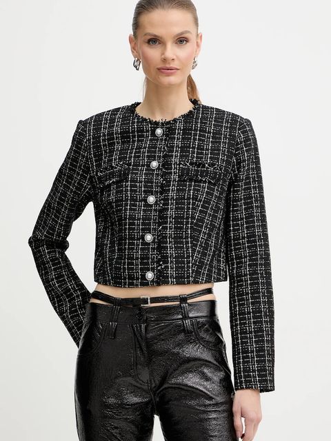 Guess marynarka SANDRA kolor czarny jednorzędowa wzorzysta W5BN63 W2382 - zdjęcie produktu nr 1