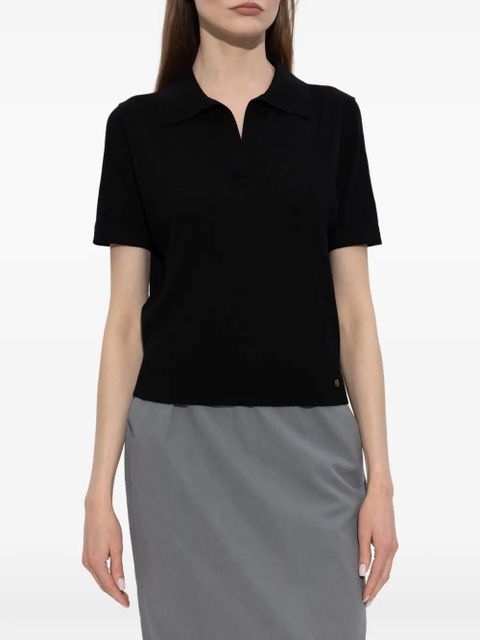 ANINE BING fine-knit polo shirt - Black
