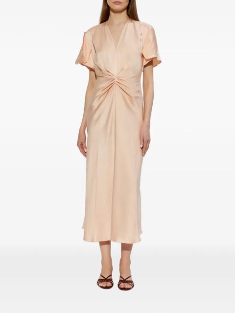 Victoria Beckham draped V-neck midi dress - Neutrals - zdjęcie produktu nr 2