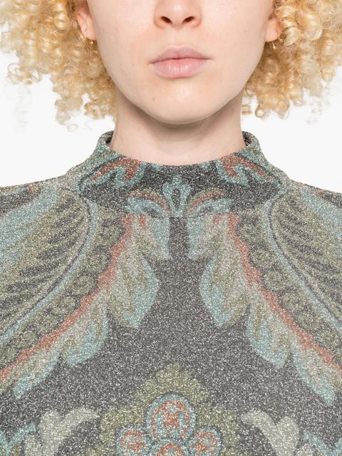 ETRO high-neck floral-pattern dress - Blue